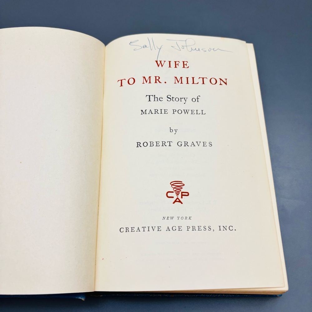 Vintage Book 1944 Wife to Mr. Milton The  Story of Marie Powell by Robert Graves